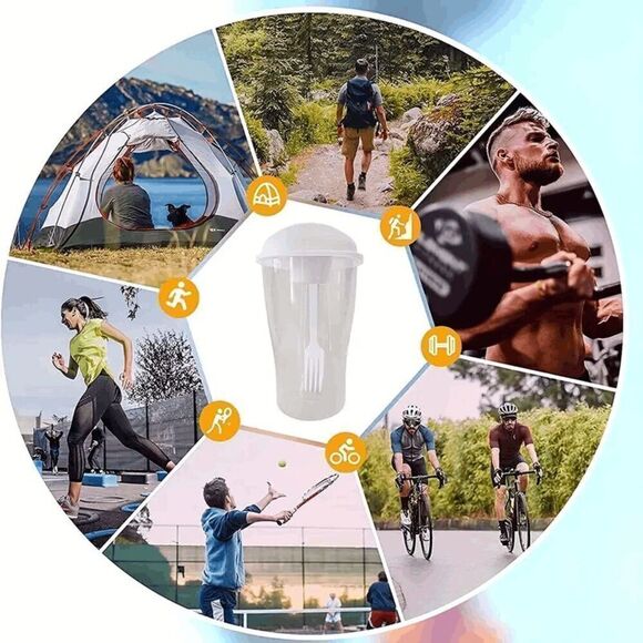 Salad Vegetable Fruit Cup Container with Lid, Fork, and Salad Dressing Holder - Picture 6 of 7